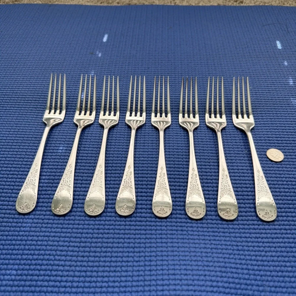 Vintage Birks Regency Plate Queen Mary - silverplate, Set 8 Luncheon Forks 7